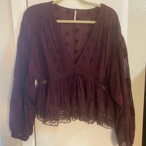 Free People deep v peasant top